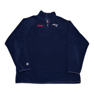 Vintage Majestic New England Patriots Navy Blue 1/4 Zip Pullover Fleece Adult XL